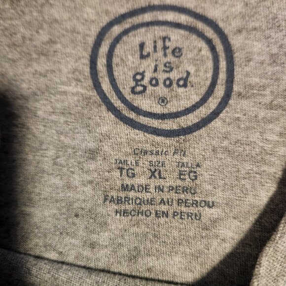 Life Is Good Long Sleeve T-Shirt "GR8FUL" Grateful Gray Heavyweight Mens XL - Picture 9 of 11